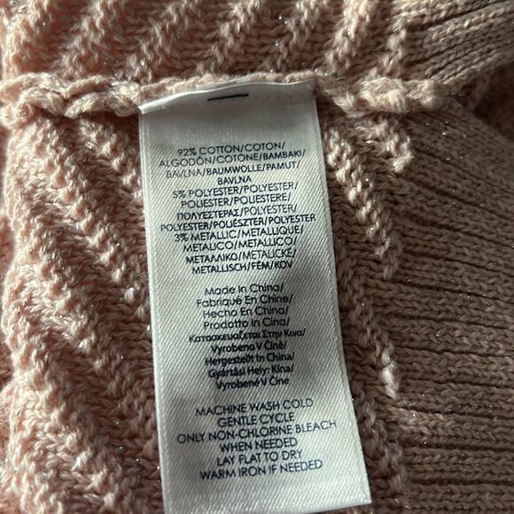 Chaps Pink V Neck Knitted Sweater with Silver Shimmers Size Large NWT - Picture 12 of 12